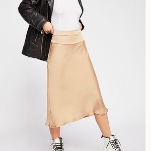 Free people Normani bias cut satin skirt